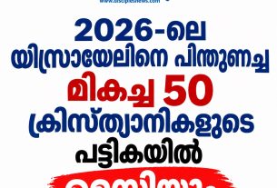 2026-ലെ യിസ്രായേലിനെ പിന്തുണച്ച മികച്ച 50 ക്രിസ്ത്യാനികളുടെ പട്ടികയില്‍ മെസിയും
