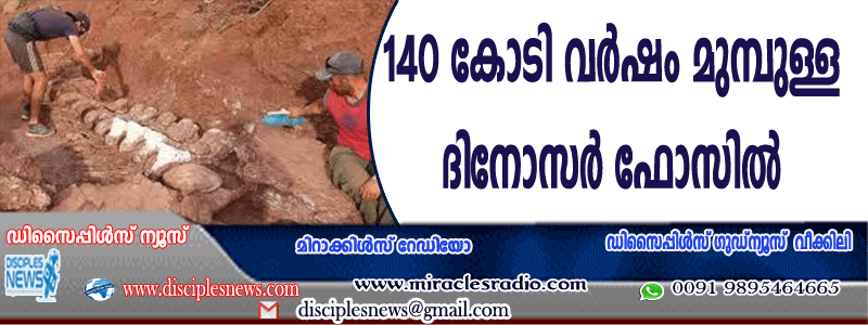 140 കോടി വര്‍ഷം മുമ്പുള്ള ദിനോസര്‍ ഫോസില്‍ കണ്ടെടുത്തു