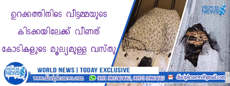 ഉറക്കത്തിനിടെ വീട്ടമ്മയുടെ കിടക്കയിലേക്ക് വീണത് കോടികളുടെ മൂല്യമുള്ള വസ്തു