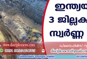 ഇന്ത്യയില്‍ മൂന്ന് ജില്ലകളില്‍ സ്വര്‍ണ്ണ ഖനി കണ്ടെത്തി