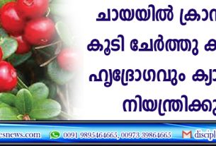 ചായയില്‍ ക്രാന്‍ബെറി കൂടി ചേര്‍ത്തു കുടിച്ചാല്‍ ഹൃദ്രോഗവും ക്യാന്‍സറും നിയന്ത്രിക്കുന്നു
