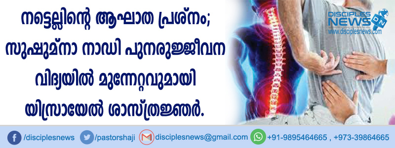 നട്ടെല്ലിന്റെ ആഘാത പ്രശ്നം; സുഷുമ്നാ നാഡി പുനരുജ്ജീവന വിദ്യയില്‍ മുന്നേറ്റവുമായി യിസ്രായേല്‍ ശാസ്ത്രജ്ഞര്‍