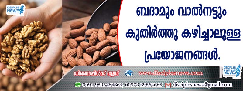 ബദാമും വാല്‍നട്ടും കുതിര്‍ത്തു കഴിച്ചാലുള്ള പ്രയോജനങ്ങള്‍