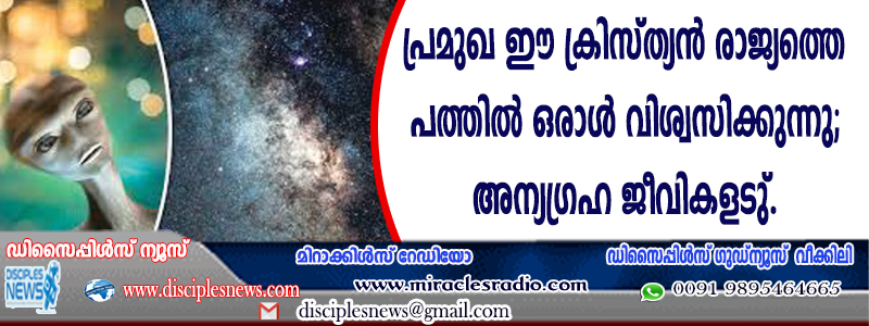 പ്രമുഖ ഈ ക്രിസ്ത്യന്‍ രാജ്യത്തെ പത്തില്‍ ഒരാള്‍ വിശ്വസിക്കുന്നു;