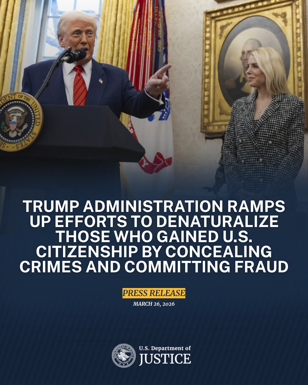 അമേരിക്കൻ പൗരത്വം റദ്ദാക്കുന്ന നടപടികൾ യുഎസ് നീതിന്യായ വകുപ്പ് ശക്തമാക്കി,രണ്ട് പേർ പുറത്ത്