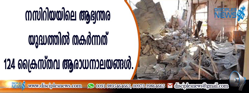 സിറിയയിലെ ആഭ്യന്തര യുദ്ധത്തില്‍ തകര്‍ന്നത് 124 ക്രൈസ്തവ ആരാധനാലയങ്ങള്‍