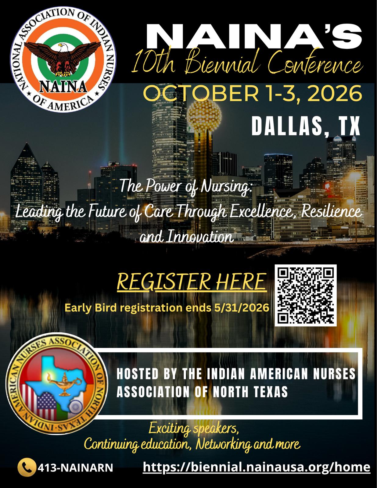 നാഷണൽ അസോസിയേഷൻ ഓഫ് ഇന്ത്യൻ നഴ്‌സസ് ഓഫ് അമേരിക്കയുടെ (NAINA) 10 മത്തെ ദ്വിവാർഷിക സമ്മേളനം ഡാള്ളസിൽ