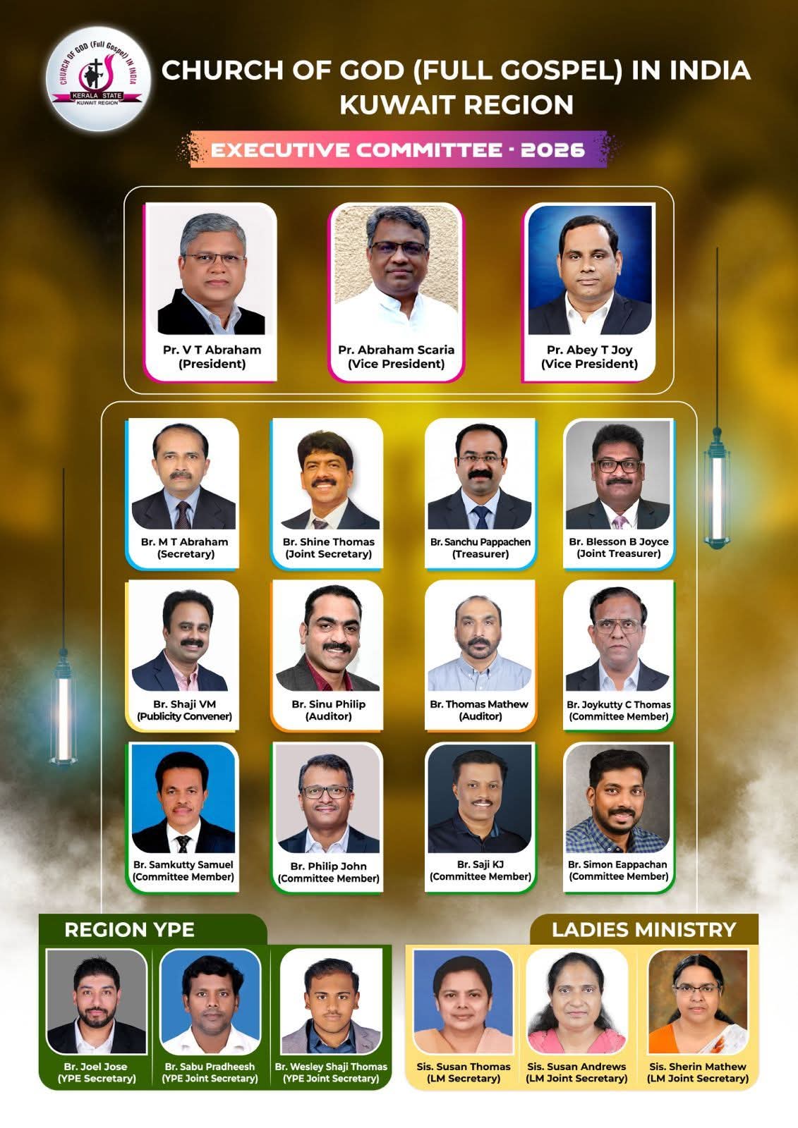 ചർച്ച് ഓഫ് ഗോഡ് കുവൈറ്റ്‌ റീജിയന് പുതിയ നേതൃത്വം